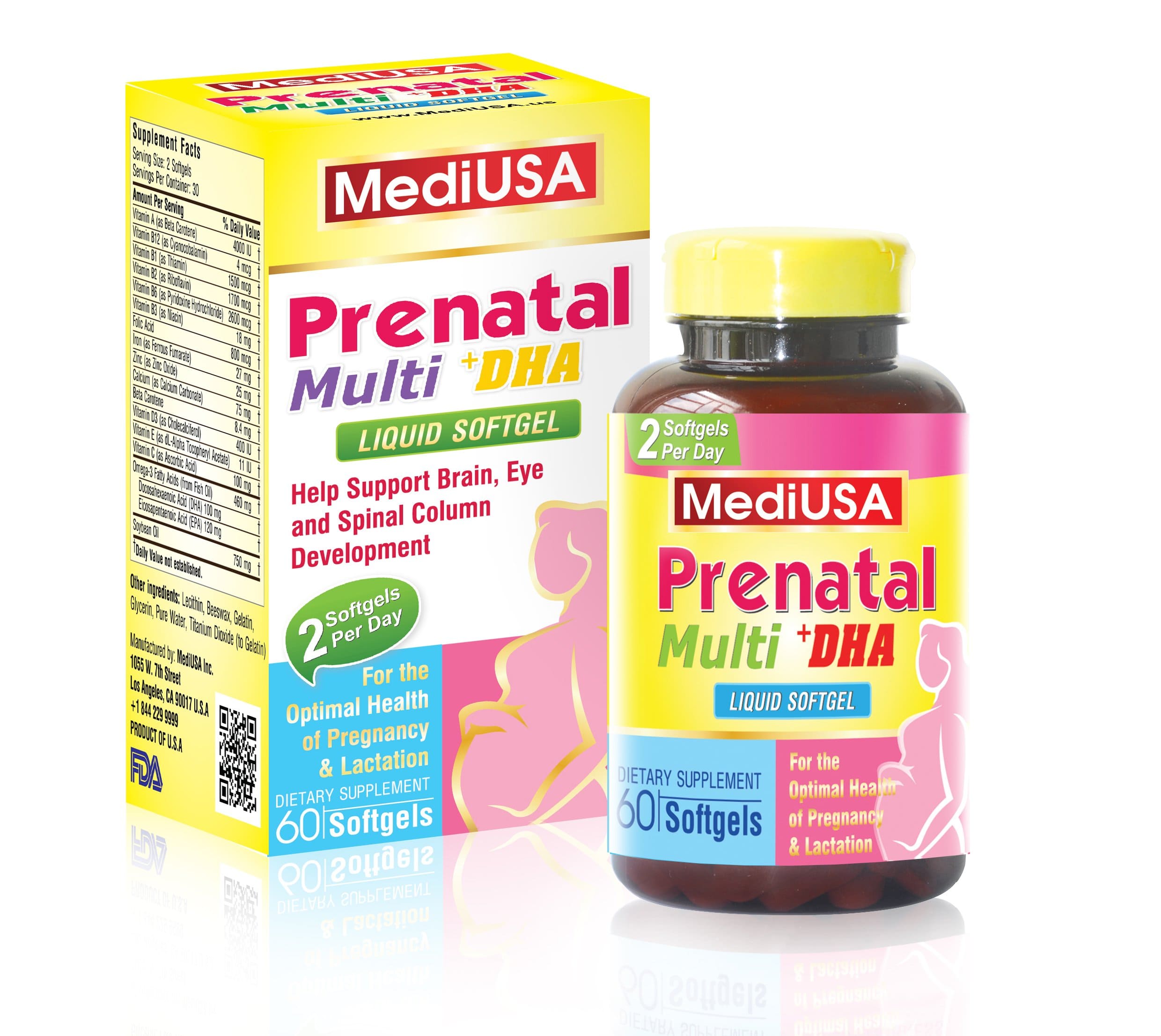 Prenatal Multi + DHA MediUsa bổ sung vitamin cho bà mẹ mang thai